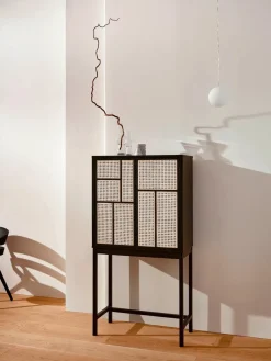 Air Cabinet, black/cane fra Design House Stockholm