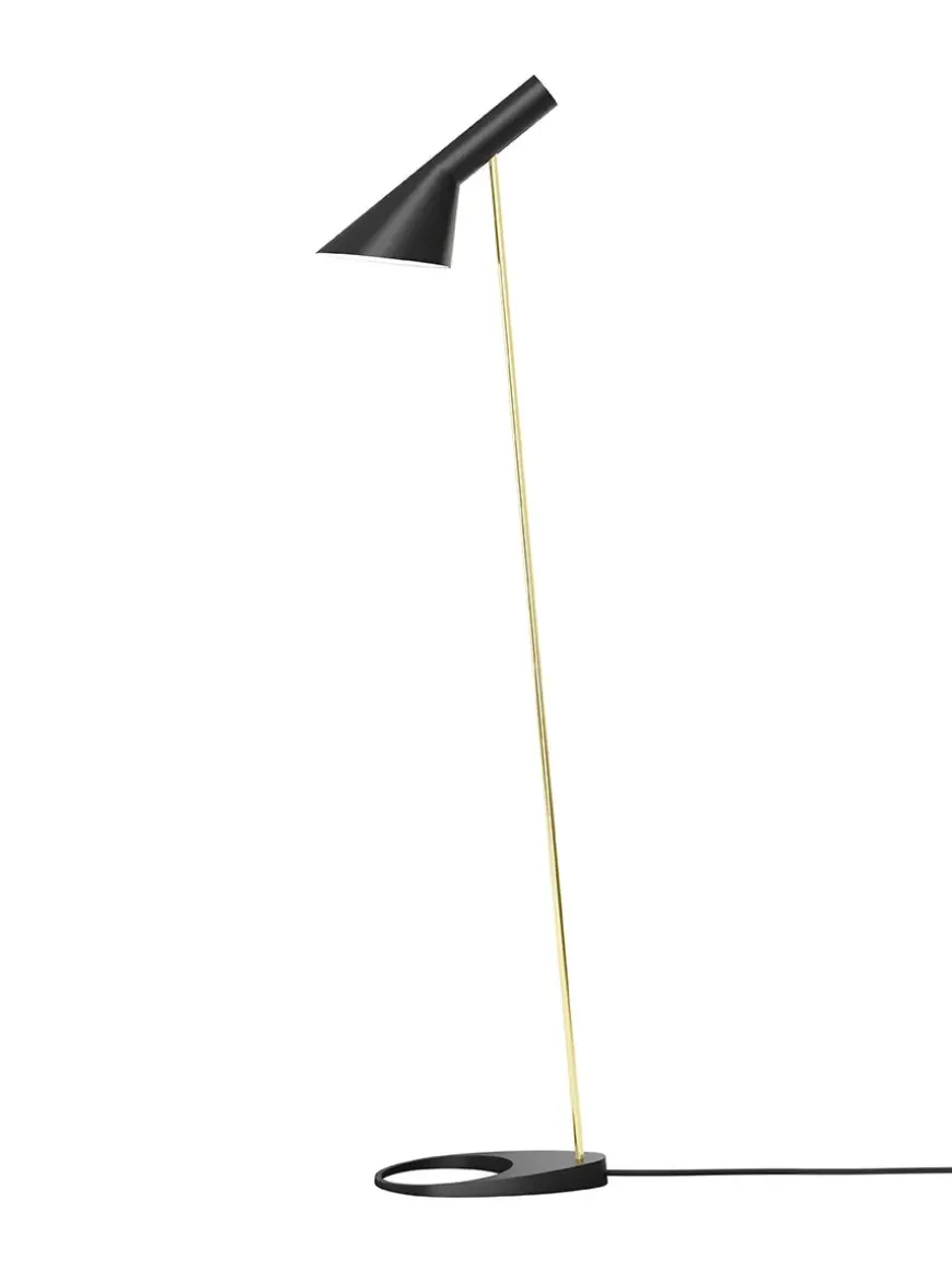 AJ Floor Lamp, grey/brass af Arne Jacobsen