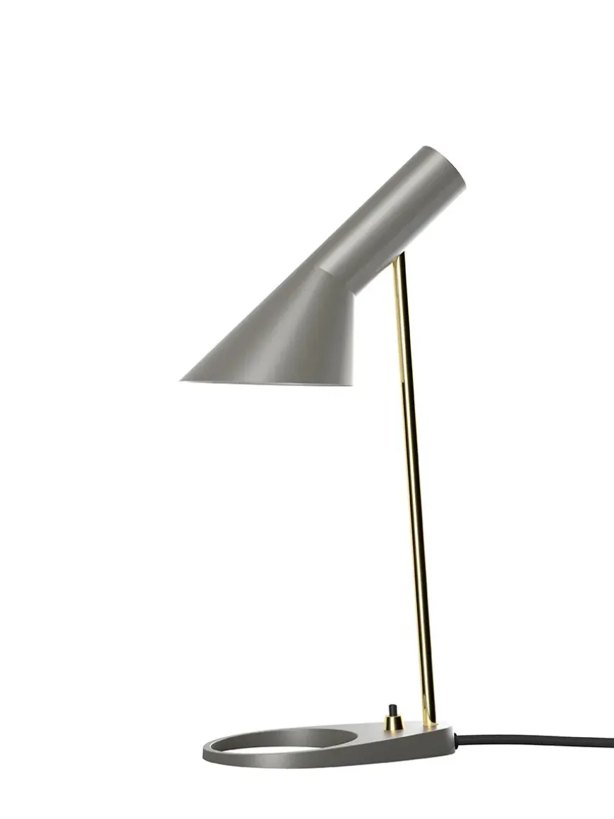 AJ Mini Table Lamp, grey/brass af Arne Jacobsen