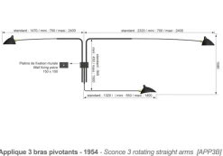 Big Wall Lamp w/3 Rotating Straight Arms af Serge Mouille