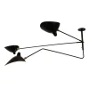 Ceiling Lamp w/2 Fixed Arms & 1 Curved Rotating Arm af Serge Mouille