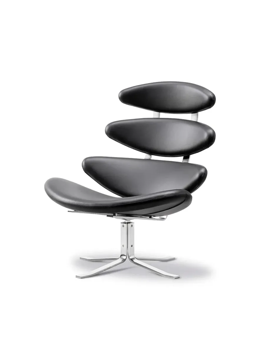 Corona Stol, sort omni 301 læder fra Erik Jørgensen