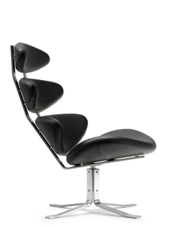 Corona Stol, sort omni 301 læder fra Erik Jørgensen