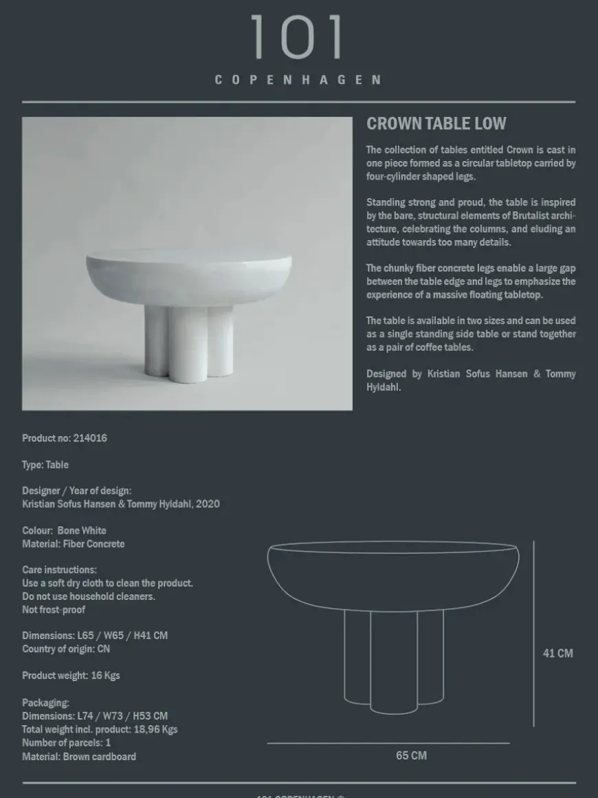 Crown Table, low bone white fra 101 Copenhagen