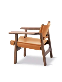 Den Spanske Stol i cognac læder, eg lys olie af Børge Mogensen