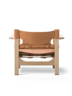 Den Spanske Stol i cognac læder, eg lys olie af Børge Mogensen