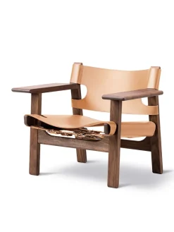 Den Spanske Stol i cognac læder, eg lys olie af Børge Mogensen