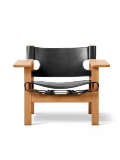 Den Spanske Stol i cognac læder, eg lys olie af Børge Mogensen