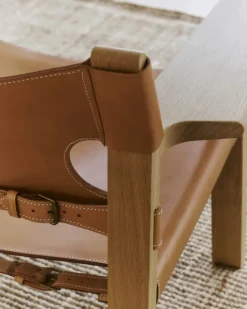 Den Spanske Stol i cognac læder, eg olie af Børge Mogensen