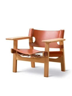 Den Spanske Stol i cognac læder, eg olie af Børge Mogensen