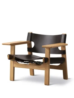 Den Spanske Stol i cognac læder, eg olie af Børge Mogensen