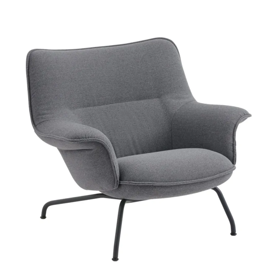 Doze Lounge Chair, Low Back, Ocean 80/tekstil, Tube base fra Muuto