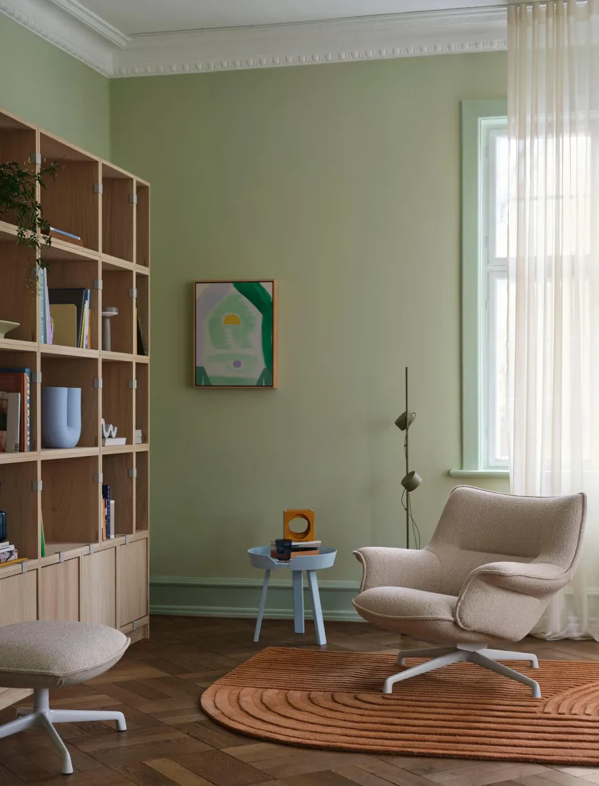 Doze Lounge Chair, Low Back, Ocean 80/tekstil, Tube base fra Muuto