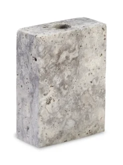 Epode Lysestage 8,5 cm, travertin silver fra Wabi Sabi Nordic