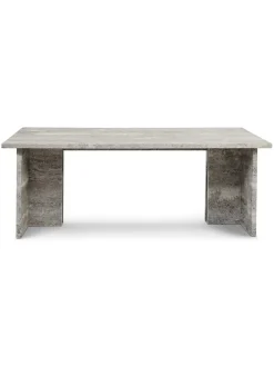 Fjer Sofabord 110 cm, travertin silver fra Wabi Sabi Nordic