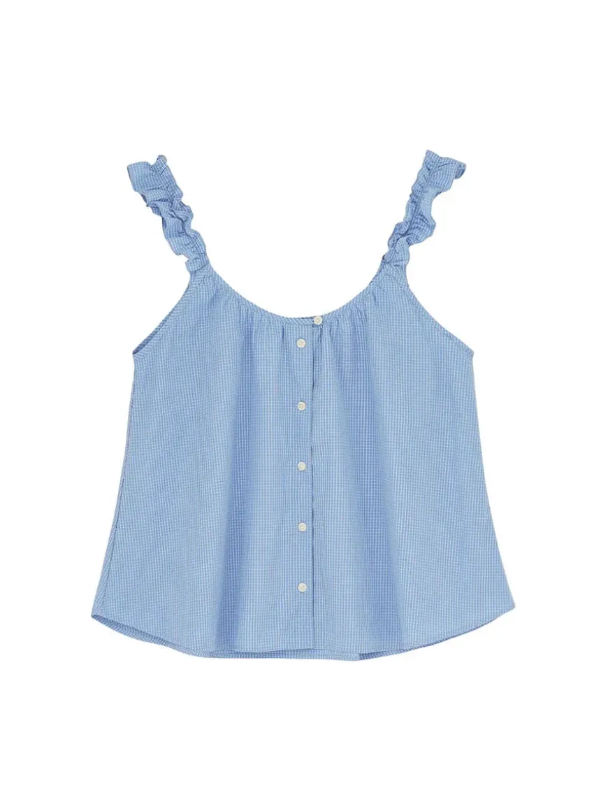 Frill Top, check mix blue fra Aiayu