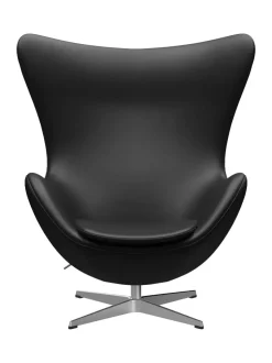 Ægget, sort læder/aluminium af Arne Jacobsen