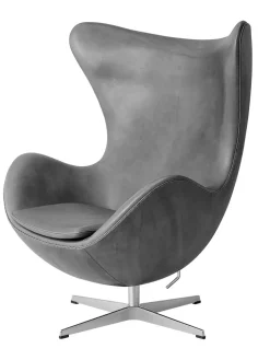 Ægget, sort læder/aluminium af Arne Jacobsen