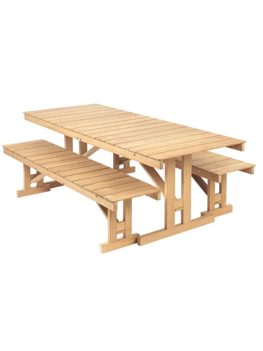 Havemøbelsæt, 2 bænke og bord af Børge Mogensen