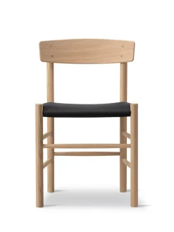 J39 Folkestolen Sædepolstret, Cognac Læder af Børge Mogensen