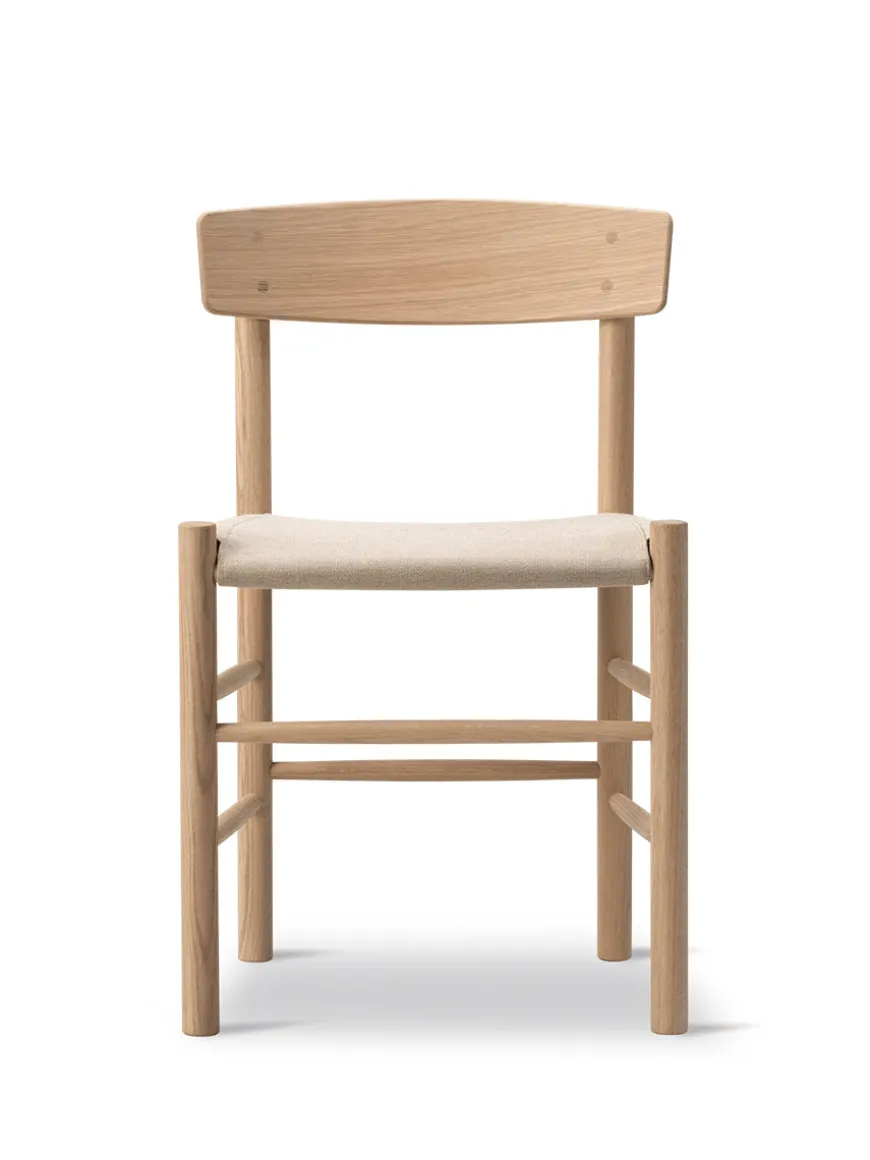 J39 Folkestolen Sædepolstret, Sort Læder af Børge Mogensen