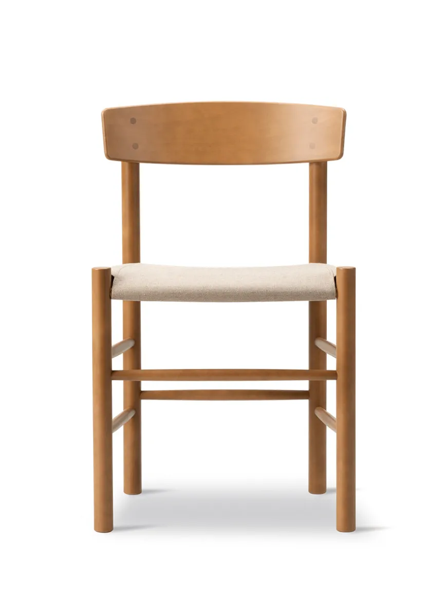 J39 Folkestolen Sædepolstret, Sort Læder af Børge Mogensen