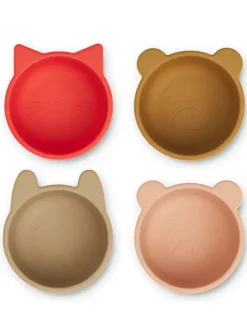 Malene silikoneskåle 4-pak, apple red/tuscany rose multi mix fra Liewood