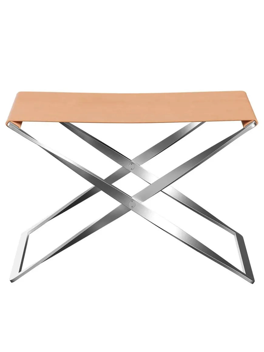 PK91 foldestol, naturlæder af Poul Kjærholm