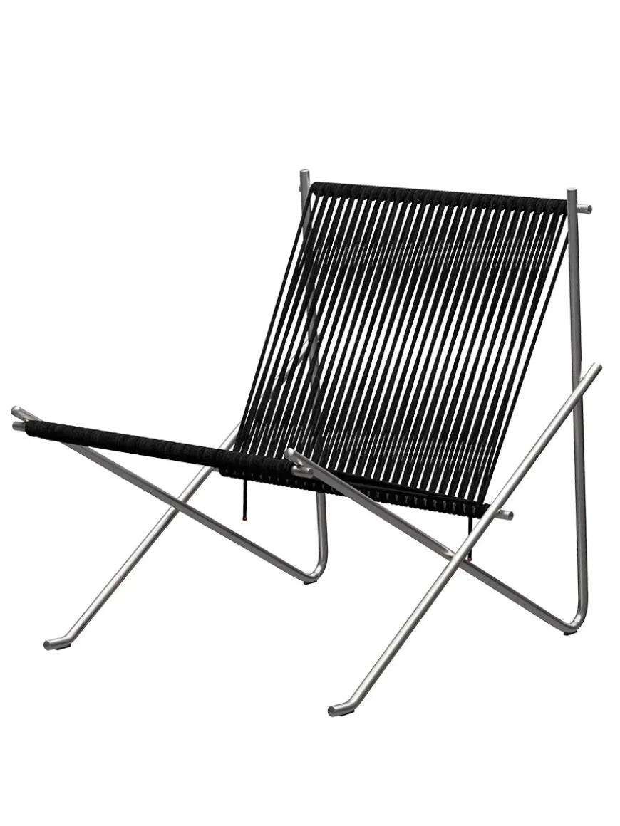 PK4 Loungestol i sort, stålstel af Poul Kjærholm