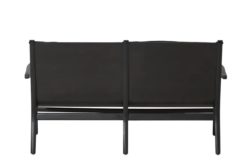Rén Lounge sofa 2. pers sortmalet eg, sort læder fra Stellar Works
