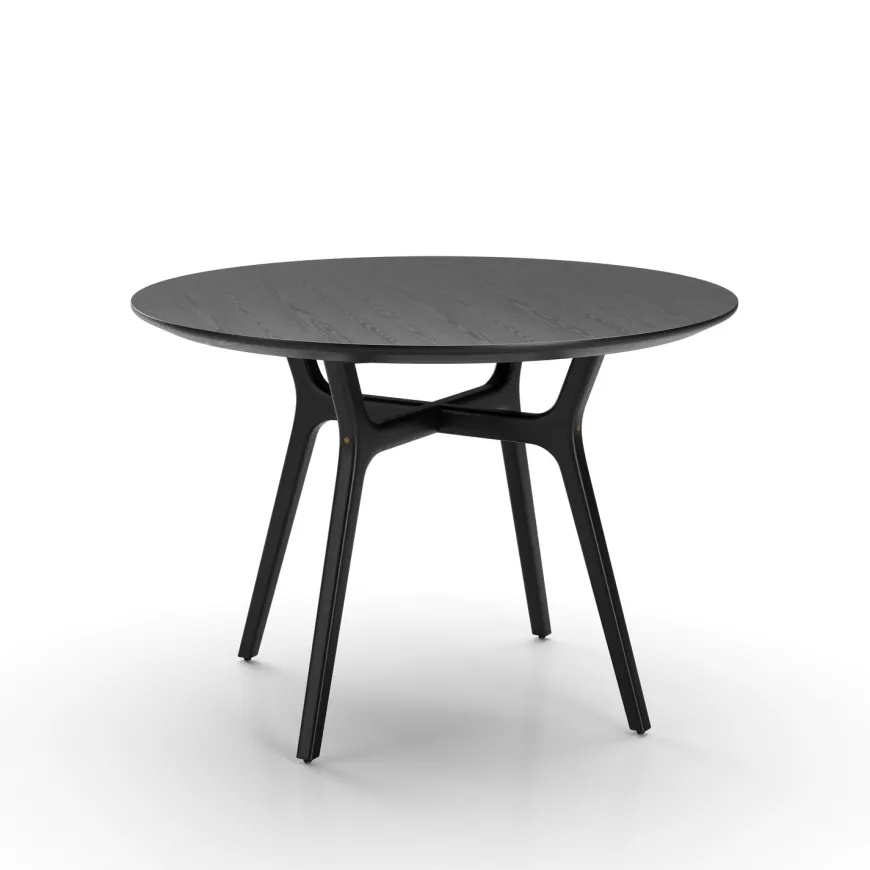 Rén spisebord Ø110cm sort malet eg, sort stel