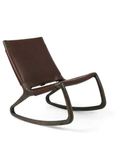 Rocker gyngestol, grå eg med mustang farvet læder fra Mater