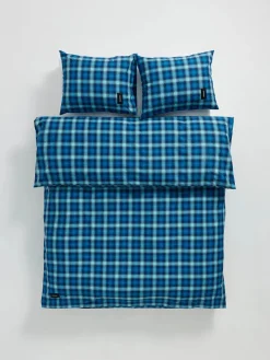 Rodeo Duvet Cover, neon blue check fra Magniberg