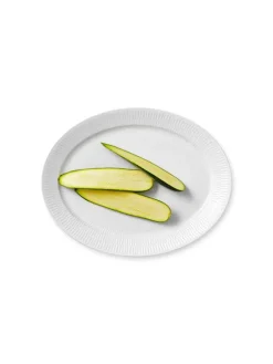 Royal Copenhagen Blå Mega Riflet, oval tallerken 34 cm