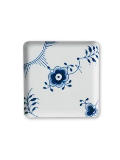 Royal Copenhagen Blå Mega Riflet, firkantet tallerken 20 cm