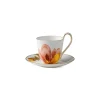Royal Copenhagen Flora højhankskop med underkop, Magnolia
