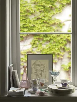 Royal Copenhagen Flora højhankskop med underkop, Stedmoderblomst