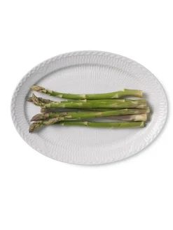 Royal Copenhagen Hvid Halvblonde, oval tallerken 28 cm