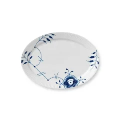 Royal Copenhagen Hvid Halvblonde, oval tallerken 28 cm