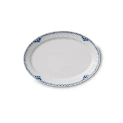 Royal Copenhagen Hvid Halvblonde, oval tallerken 28 cm