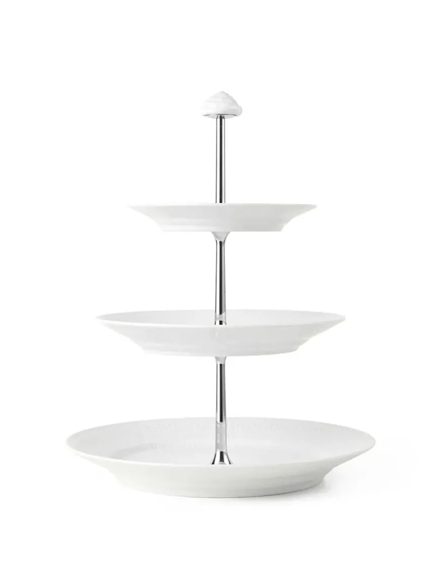 Royal Copenhagen Hvid Riflet, étagére 3 lag