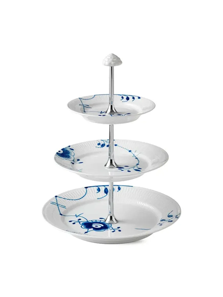 Royal Copenhagen Hvid Riflet, étagére 3 lag