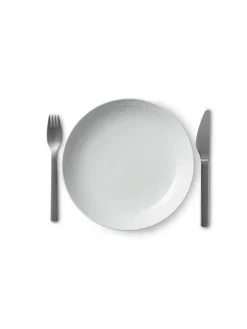 Royal Copenhagen Hvid Riflet, moderne tallerken 20 cm