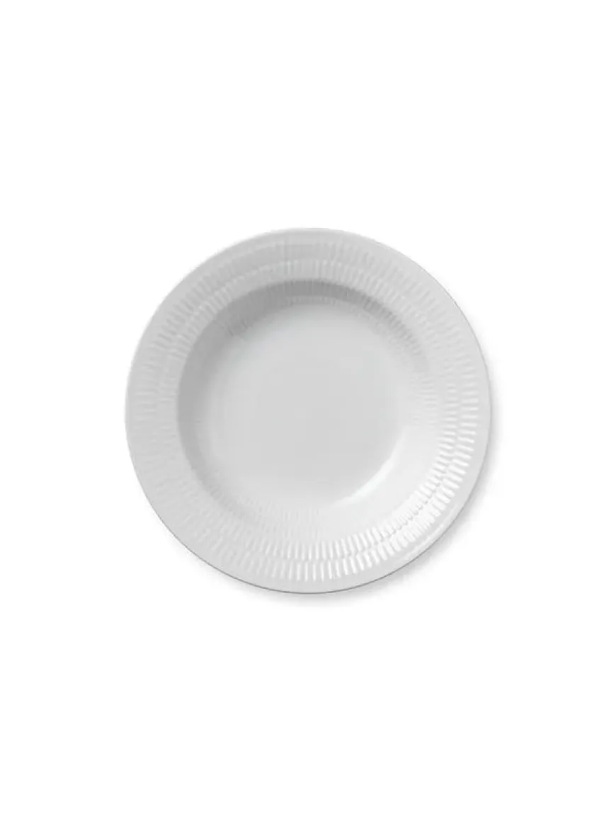 Royal Copenhagen Hvid Riflet, dyb tallerken 21 cm