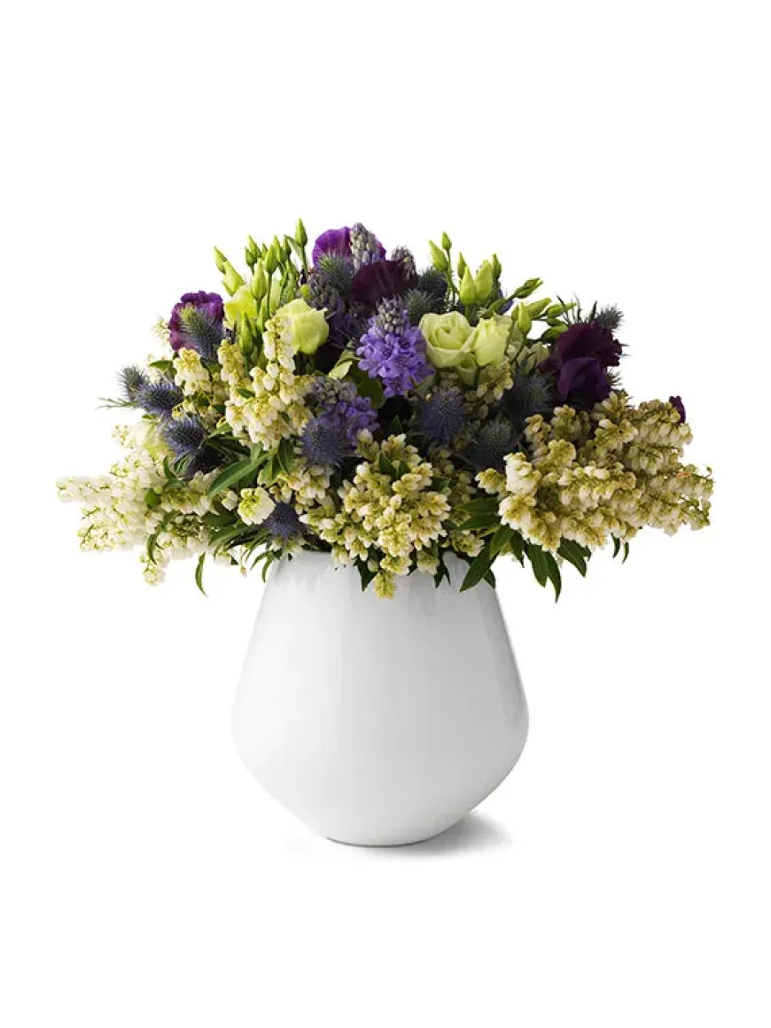 Royal Copenhagen Hvid Riflet, stor vase 20,5 cm