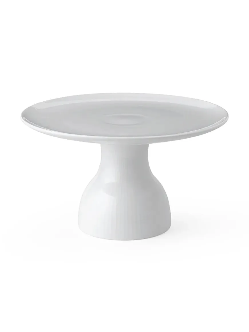 Royal Copenhagen Hvid Riflet Fad på Fod, 20 cm