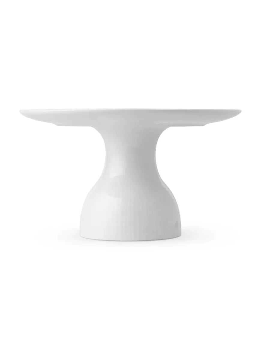 Royal Copenhagen Hvid Riflet Fad på Fod, 20 cm