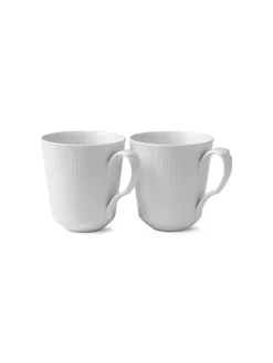 Royal Copenhagen Hvid Riflet, 2-pak krus 37 cl