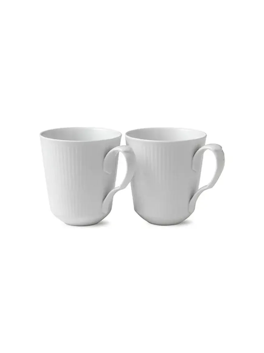 Royal Copenhagen Hvid Riflet, 2-pak krus 37 cl
