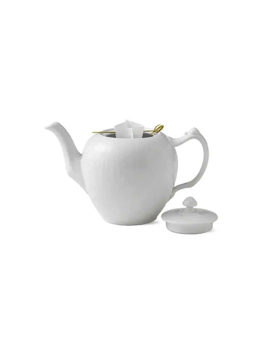 Royal Copenhagen Hvid Riflet, tekande med låg 100 cl